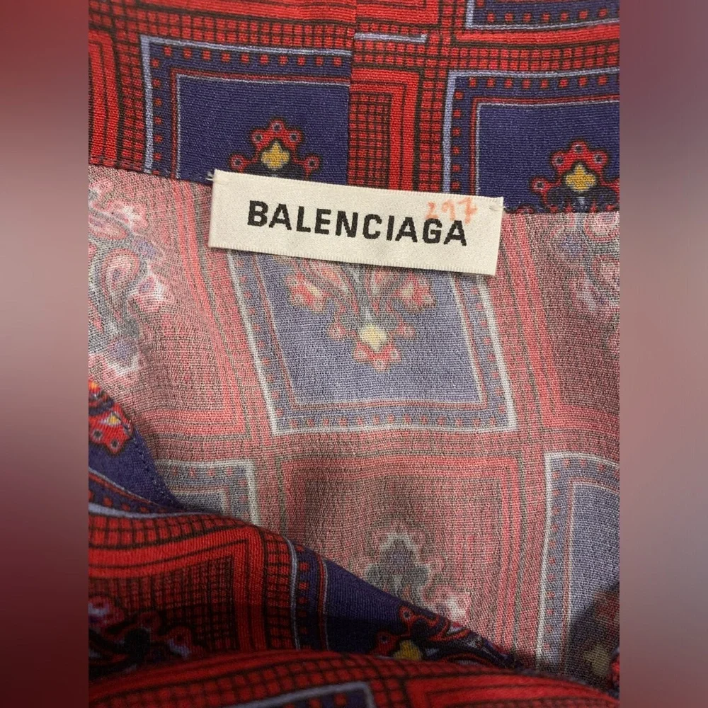 Balenciaga 2019 Convertible Paisley Asymmetrical Button-Up size FR 36 US 4 NWT - Picture 8 of 16